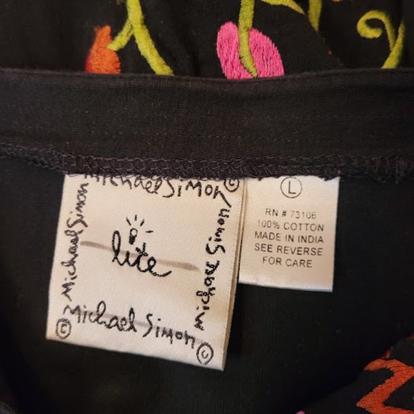 SOLD: Michael Simon Lite Embroidered Floral Johnny Was Style Top Shacket Boho L - Picture 8 of 10